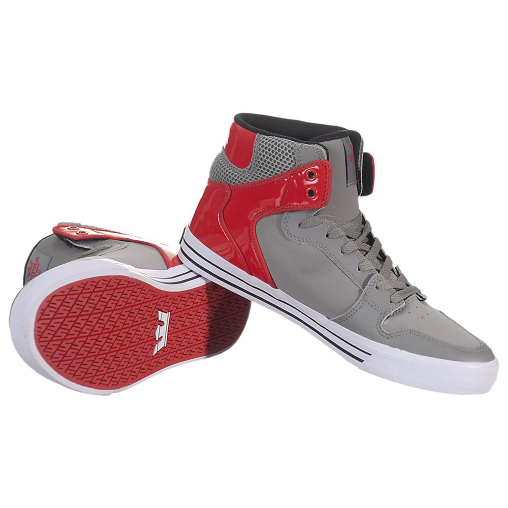 Baskets Montantes Supra Vaider Grise Rouge Grey/Red-White Homme | RWV-96909222